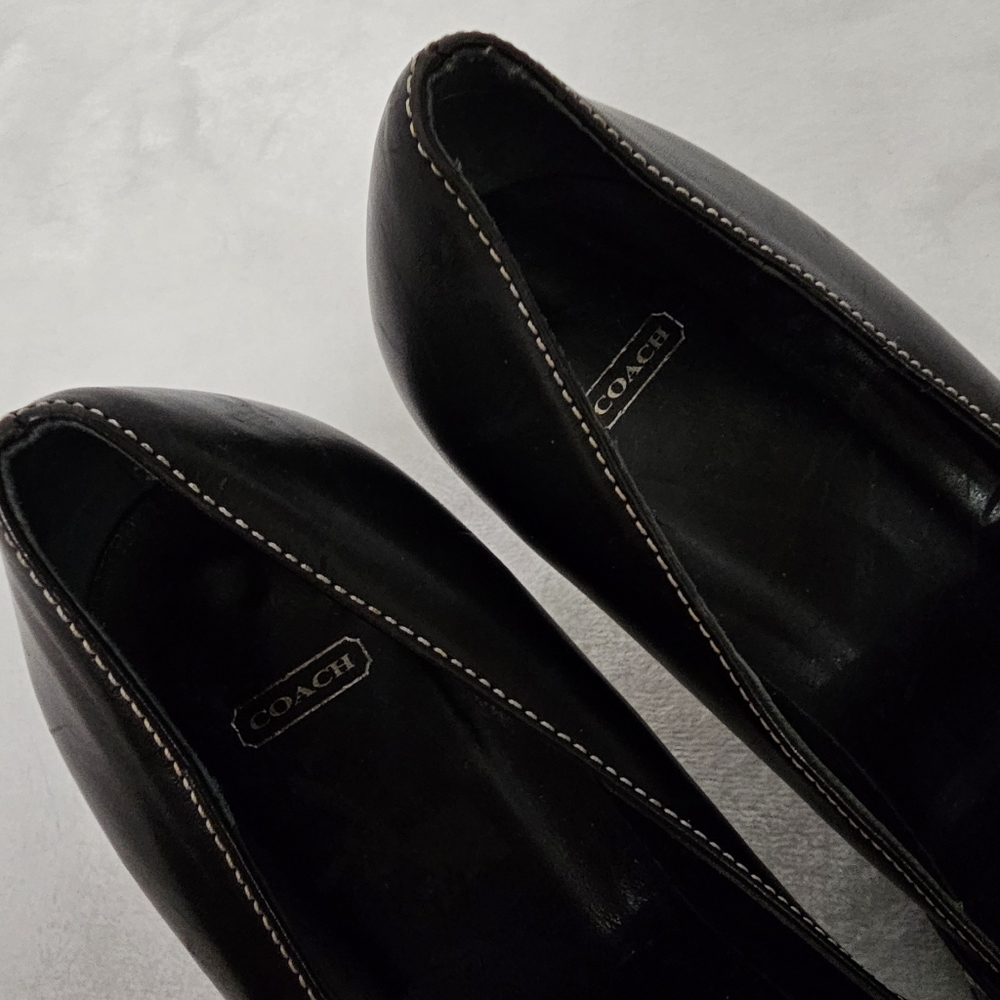 Coach Vintage Style Annabelle Black Leather Buckle Detail Classic Low Heel Pumps - Picture 7 of 15